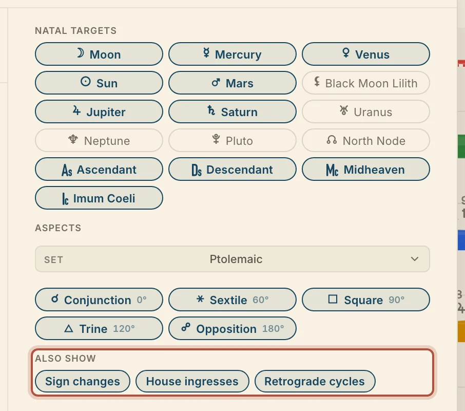 One transiting planet opened in the Jobs window: its targets, aspects, and what else to show