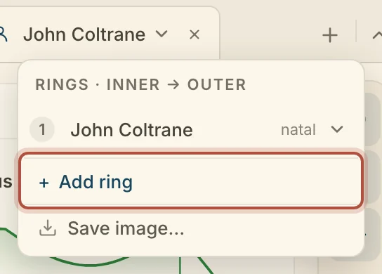 The tab clicked open: its rings, inner to outer, with Add ring and Save image