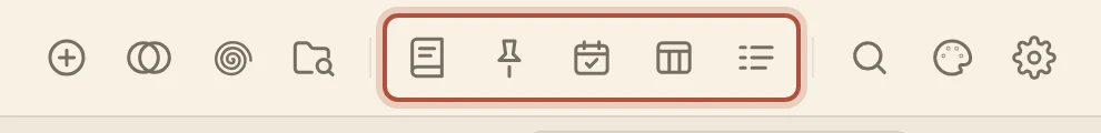 The research tools in the top bar, from Meanings to Calendar and lists
